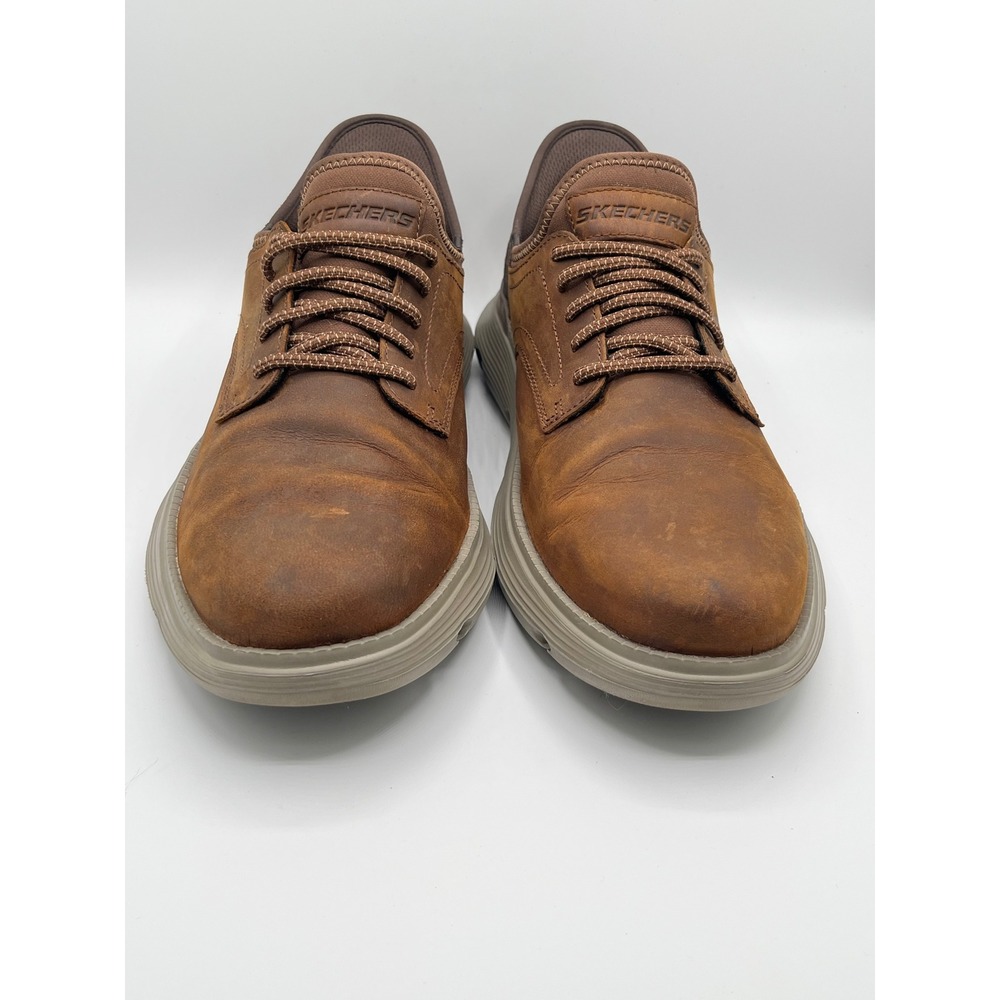 Skechers Hands Free Slip-ins Garza Debin Brown Leather Oxford Shoe Men 11 205046